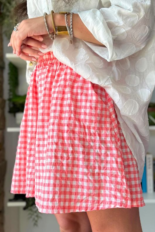 Nonni Gingham City Short Sherbet Coral